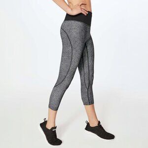 LULULEMON RUN THE DAY CROPS 23" FRACTAL DARK STARLIGHT BLACK SIZE 4